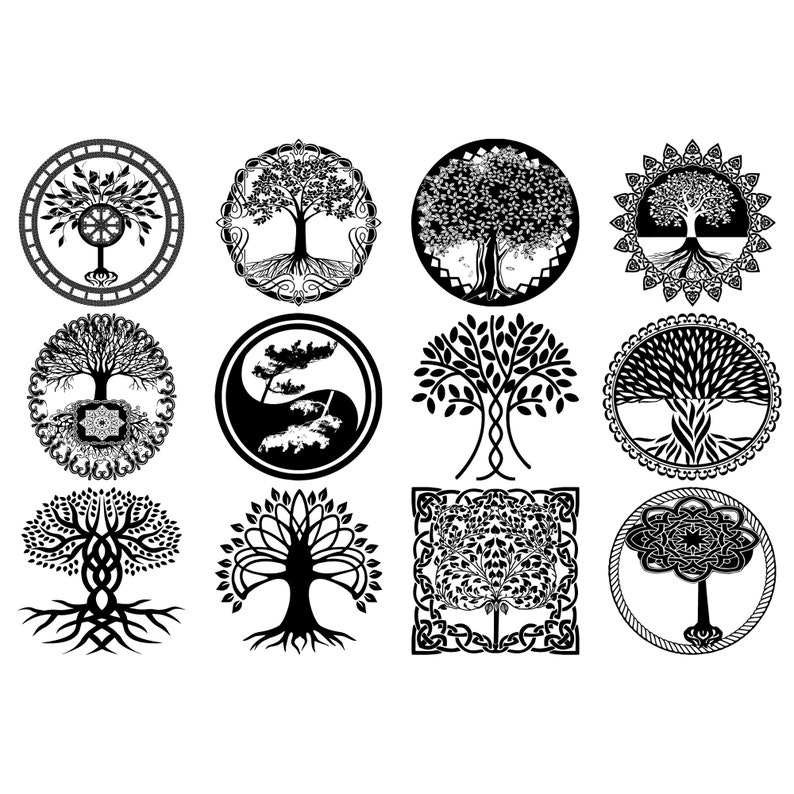 Tree of Life Silhouettes AI EPS no Svg & PNG Tree Logo - Etsy