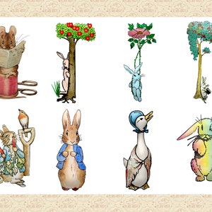 Vintage Beatrix Potter Clipart, Peter Kanin, Jemima Puddleduck (20 PNG-filer) bild 2