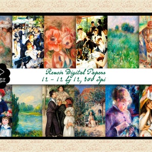 Renoir Impressionist Paintings Digital Papers, Pierre-Auguste Renoir, Impressionism, CC0 Public Domain, Renoir Paintings, Commercial 0K