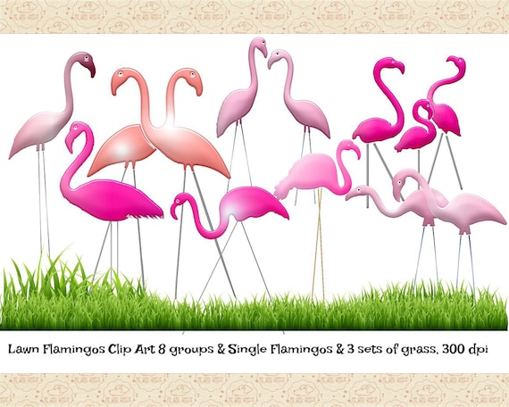 Pink Flamingo Clip Art, Retro Lawn Ornaments (PNG)
