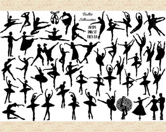 Ballet Dancer Silhouettes - Vector Graphics - AI, EPS, PNG Files