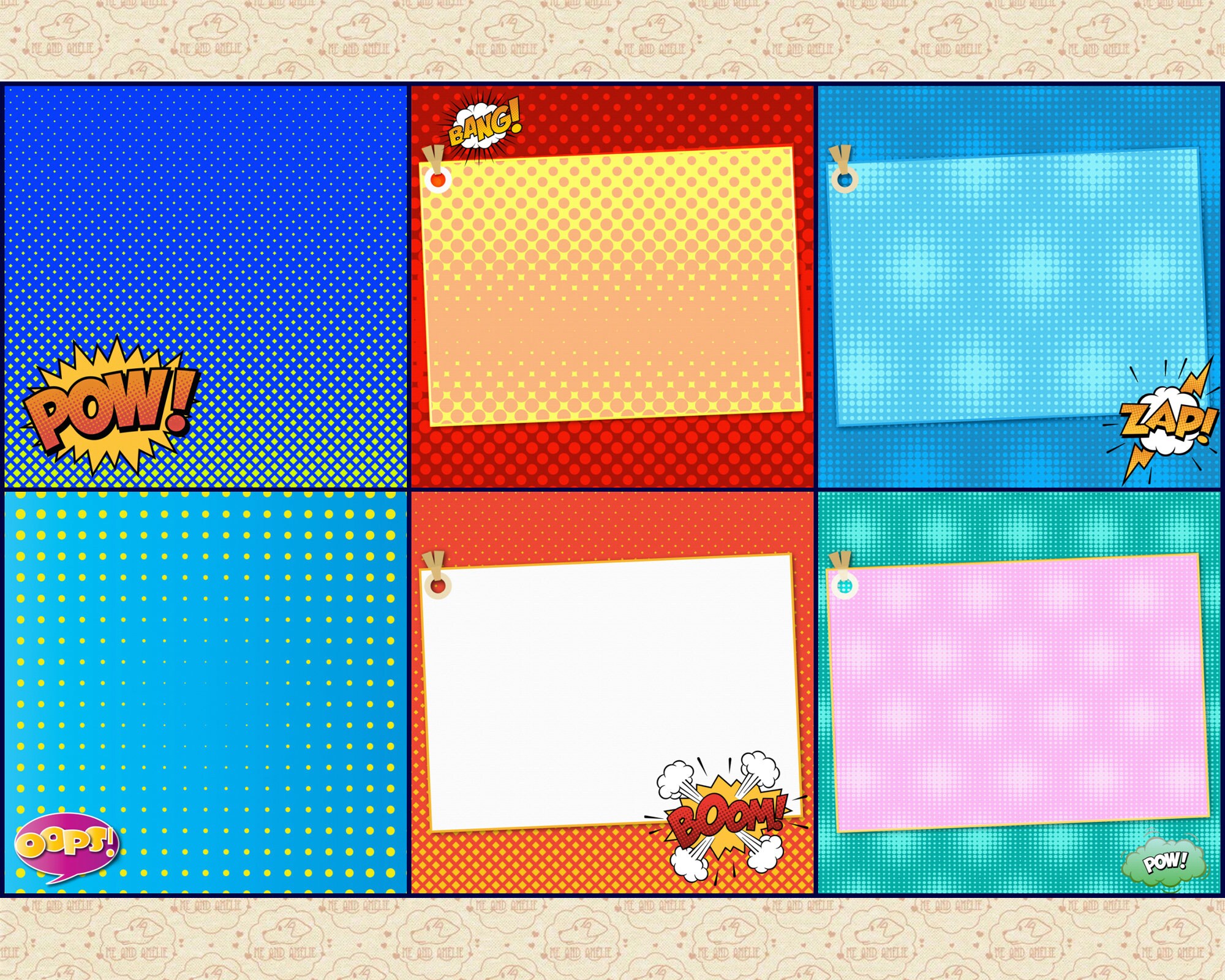 Funimation Paper Superhero Comic Digital Paper, Halftone, Onomatopoeia (digital Download ...