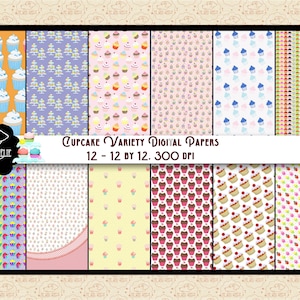 VENTE 99 CENTS Cupcake Variété Papiers numériques, Cupcake Patterns, Célébration d’anniversaire, Bakery Graphics, Cupcake Wallpaper, Ferme, CU 0K