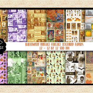 Puede incluir: Doce papeles digitales con un tema de collage vintage de Halloween. Los papeles incluyen im&aacute;genes de calabazas, murci&eacute;lagos, gatos, brujas y otras im&aacute;genes de Halloween. Los papeles miden 30,48 cm por 30,48 cm y 300 DPI.