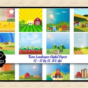 Cenário de fazenda e papéis digitais de paisagens, fundo de celeiro, nascer do sol, trator, fundos de paisagens de fazenda, animais, fundo de casa de fazenda