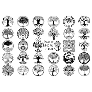 Tree of Life Silhouettes AI EPS (No SvG) & PNG, Tree Logo, Metaphysical, Yoga, Zen Icons, Tree ClipArt, Spiritual ClipArt, Commercial 0K