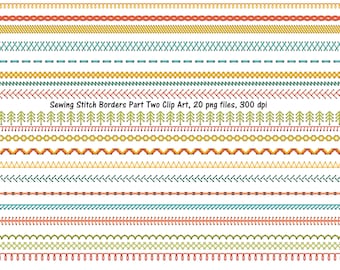 Sewing Stitches Border Clip Art, Part 2, Sewing Borders Stitches, Seamstress, Quilting, Stitch Framing, Border ClipArt, Commercial OK