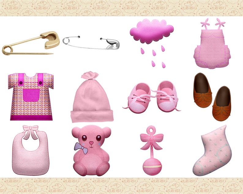 Baby Girl Clip Art Baby Clothes Clipart Baby Toys Baby One Etsy