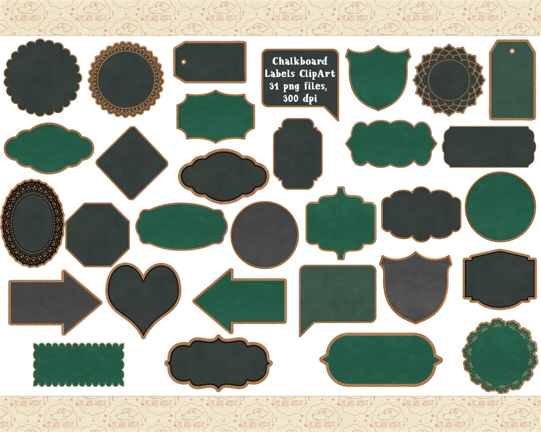 Chalkboard Labels Clip Art for Commercial Use Etsy