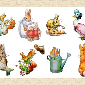 Vintage Beatrix Potter Clipart, Peter Kanin, Jemima Puddleduck (20 PNG-filer) bild 3