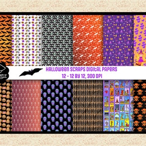 VENTA 99 CENTAVOS, Halloween Scraps Digital Papers, Digital Paper Remnants, Random Patterns, Tarot Card Background, Stock Up on Papers, CU 0K