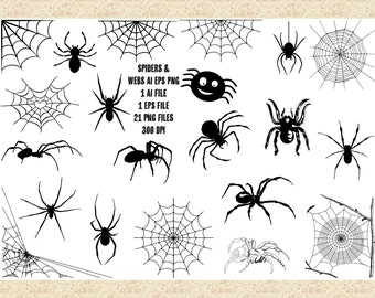 Spider Web Clip Art, Gothic Halloween Graphics (PNG, AI, EPS)