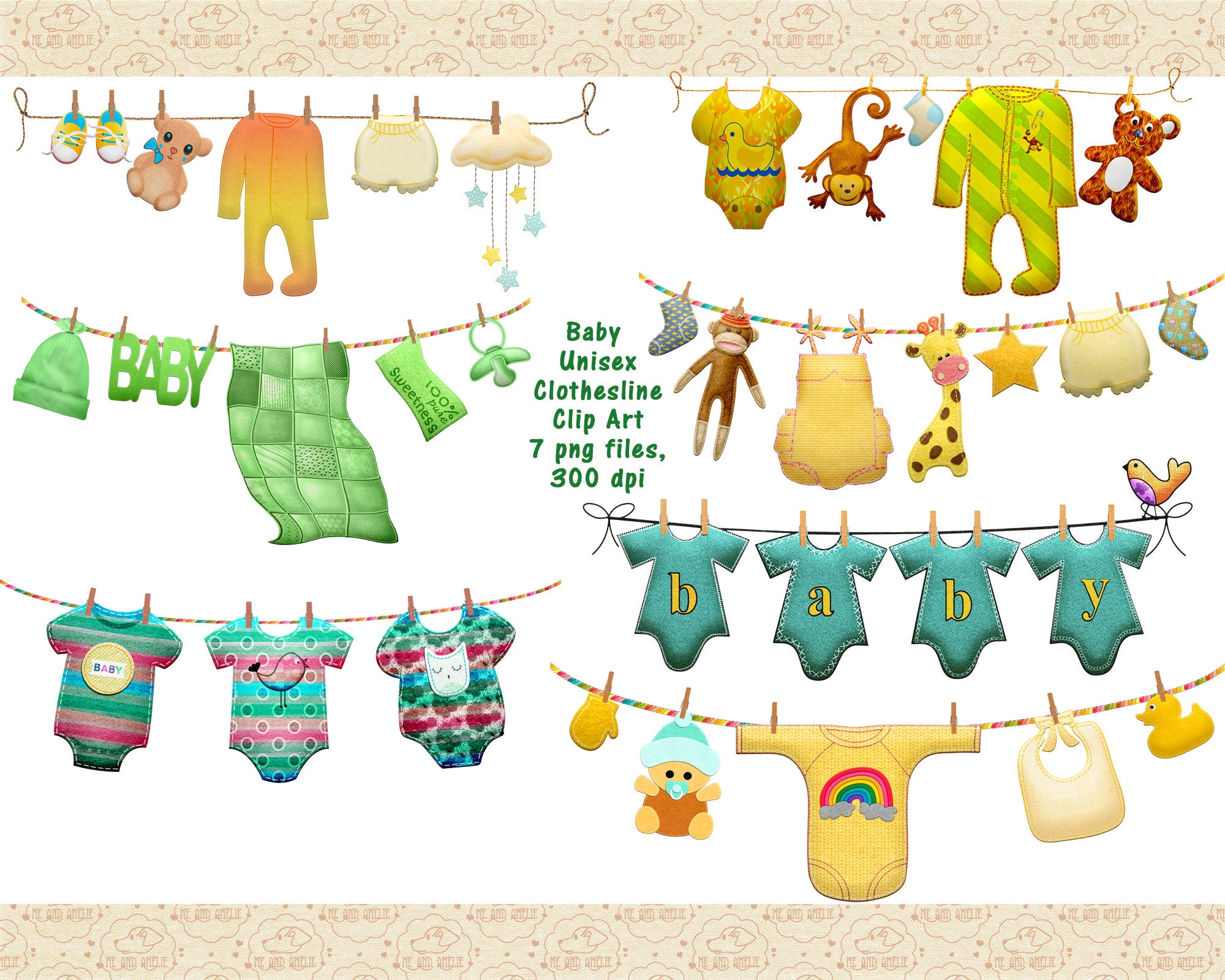Baby Clothes Clothesline Clipart