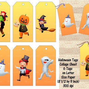 Folha de colagem de etiquetas para presentes de Halloween, confecção de cartões de presente, 6 etiquetas em 1 papel tamanho carta, impressão e corte, festa de Halloween, diários indesejados, comercial OK