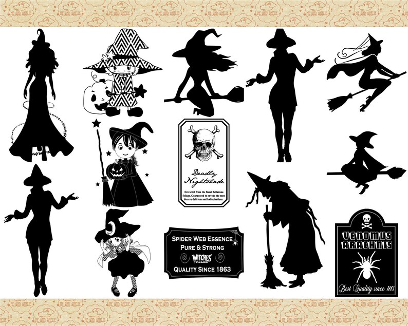Halloween Witches &amp; Potions AI EPS PNG nosvg Halloween | Etsy