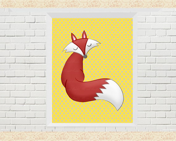 Fox Art Print, Whimsical Nursery Decor (8.5x11 inch)