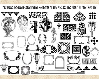 Art Deco-ornamentelement, grafik i Gatsby-stil (AI, EPS, PNG)