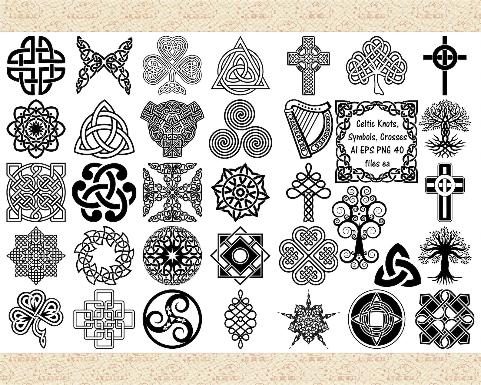 Celtic Knots Crosses Symbols AI EPS & Png Files be Aware Etsy