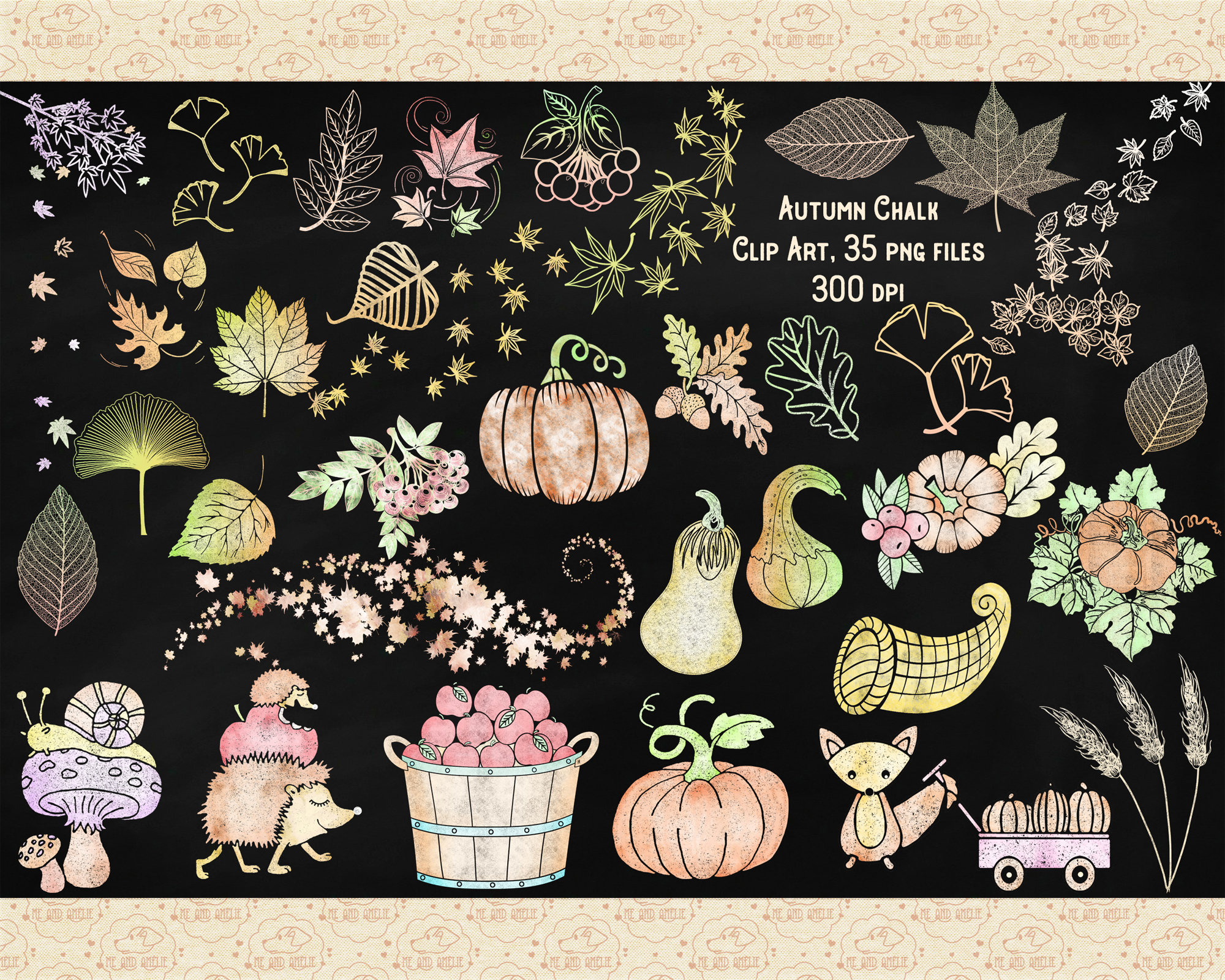 Autumn Harvest Custom Calligraphy Heavyweight Chalkboard Paper Art Print /  Autumn / Fall / White Chalk Pen / Custom Made / Frame Available