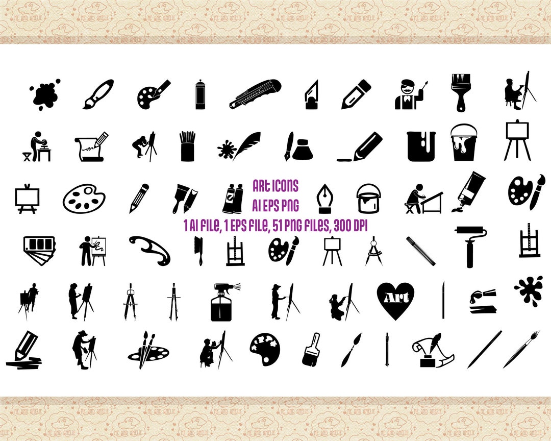 Art Icons Vector Graphics - AI, EPS, PNG Files - Artist Tools Clipart ...