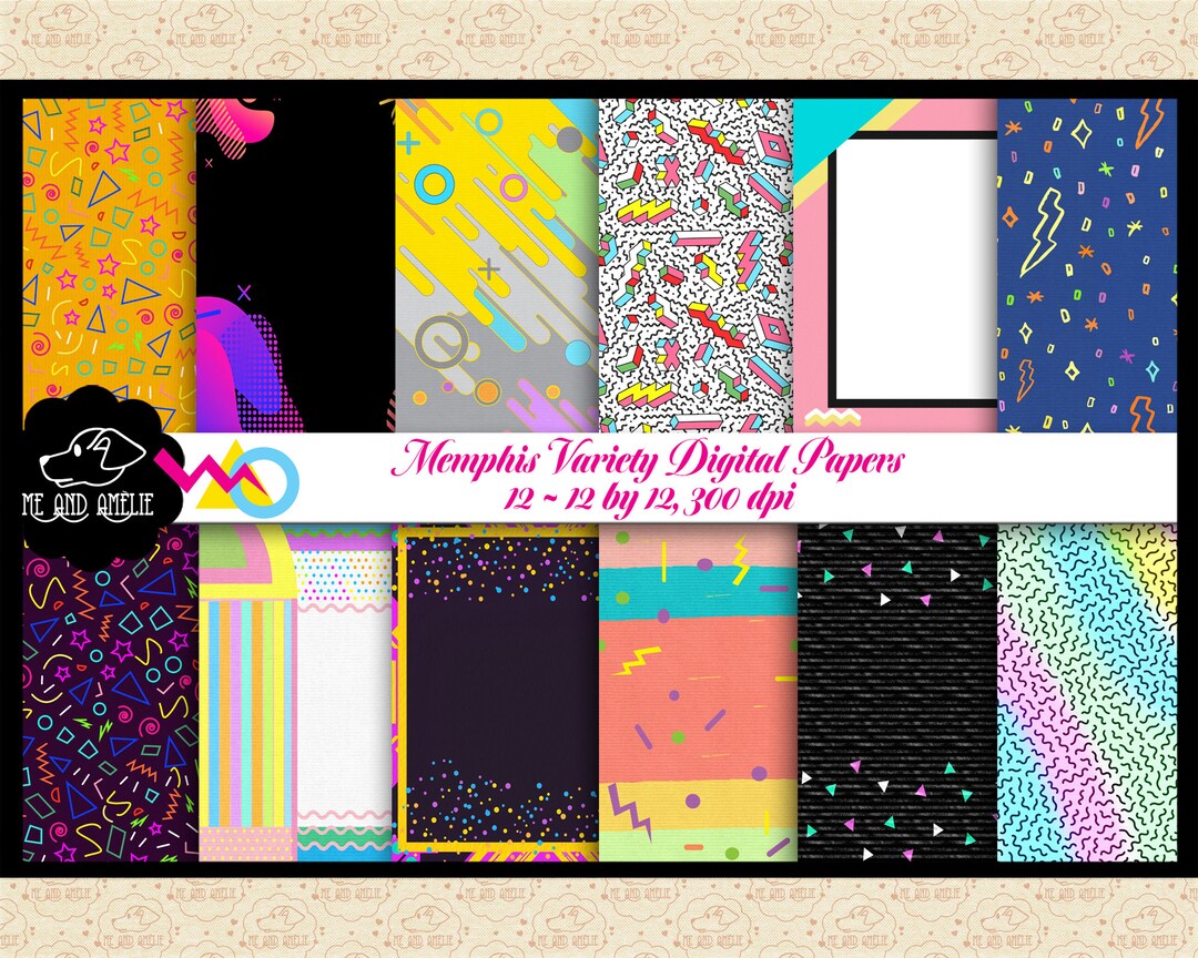 Memphis Patterns Digital Paper II Eighties Digital Papers - Etsy