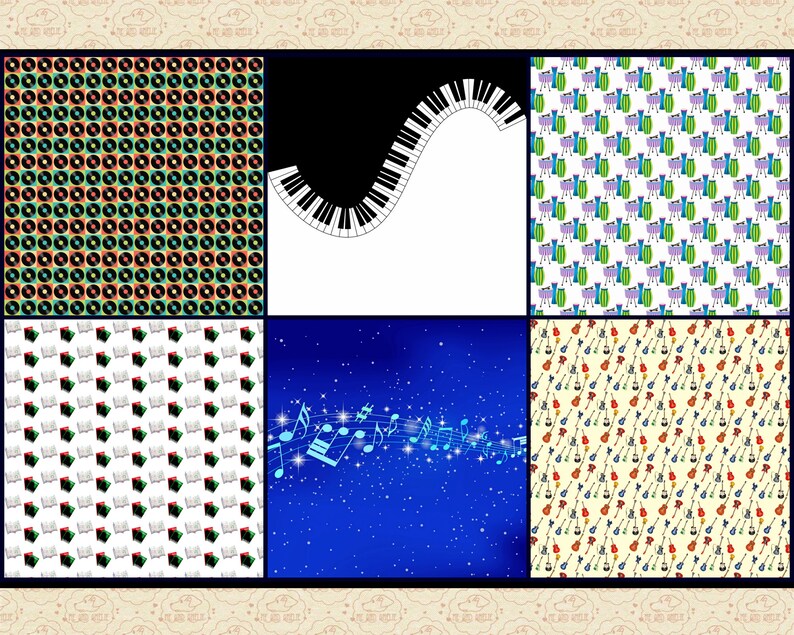 Song Paper Pattern Music Digital Paper Pack, Musical Instrument Patterns (digital Download ...