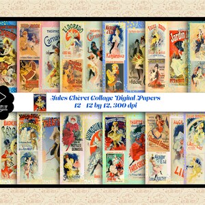 Papéis de colagem vintage Jules Chèret, artista de pôster francês retrô, domínio público CC0, papéis digitais vintage, colagem retrô, comercial OK