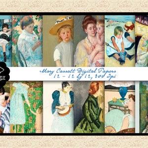 Mary Cassatt Impressionistische schilderijen Digitale papieren, Cassatt-vrouwen, impressionisme, CC0 publiek domein, Cassatt-kinderen, commercieel 0K