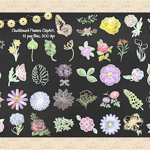 Chalkboard Colorful Floral Clip Art*Chalk Flowers ClipArt*Chalk Leaves ClipArt*Easter Clip Art*Chalk Texture*Chalk Bunting*Commercial OK