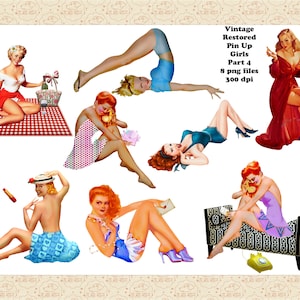 Retro Pin Up Girls Part Four ClipArt, Vintage Restored Pin Ups, Mid Century Modern Women, Vargas Girls, Retro Women Clip Art