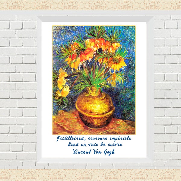 Vincent Van Gogh "Fritillaries in a Copper Vase" Art Print, Post-Impressionism, Digital Download, CC0 Public Domain, Print & Frame, Comm OK