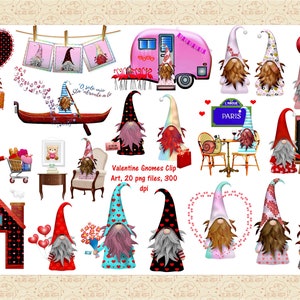Valentine Scandia Gnome ClipArt, Valentine Gnome, Gnome in Gondola, Gnome in Paris, Valentine Trailer with Gnome, Commercial OK