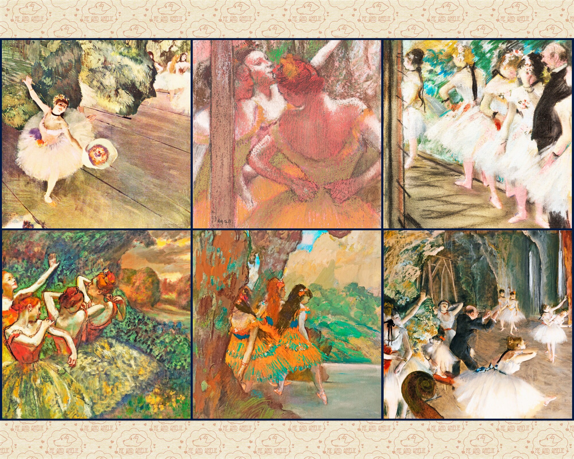 ドガパステル画 エドガー・ドガ印象派絵画デジタルペーパー、ドガパステル画