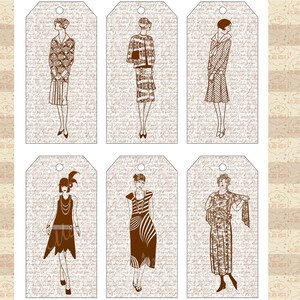 Flapper Gift Tag Collage Sheet Gatsby Gift Card Making 6 - Etsy