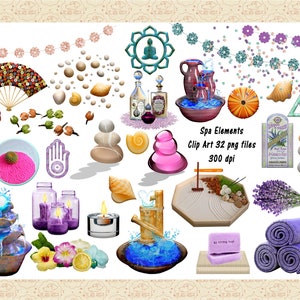 Spa ClipArt, Zen Garden ClipArt, Vela ClipArt, Fontes de água, Perfume ClipArt, Lavanda, Stack Rocks ClipArt, Zen ClipArt, Relaxe, Conchas