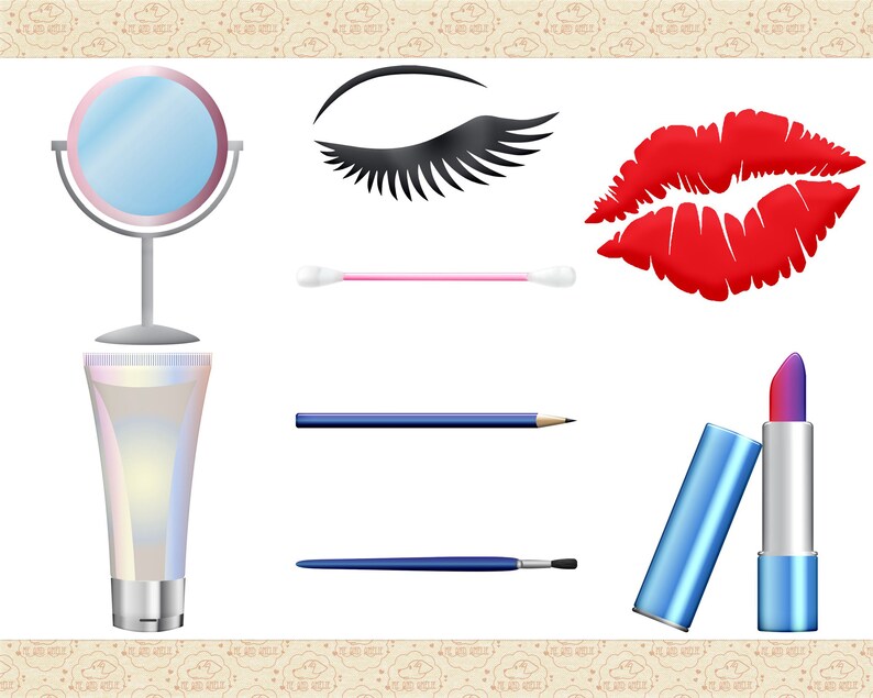 Peut inclure: Un ensemble d'outils de maquillage comprenant un miroir de poche, un tube de cr&egrave;me, un coton-tige, un crayon bleu pour les yeux, un pinceau bleu pour le maquillage, un rouge &agrave; l&egrave;vres et un tube de rouge &agrave; l&egrave;vres.
