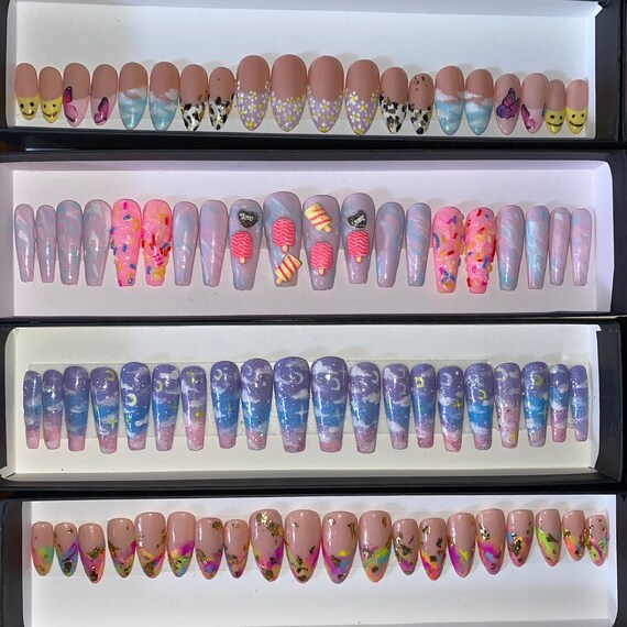 Press on Nails Wholesale 20nails set cute Designs Packaging Etsy UK