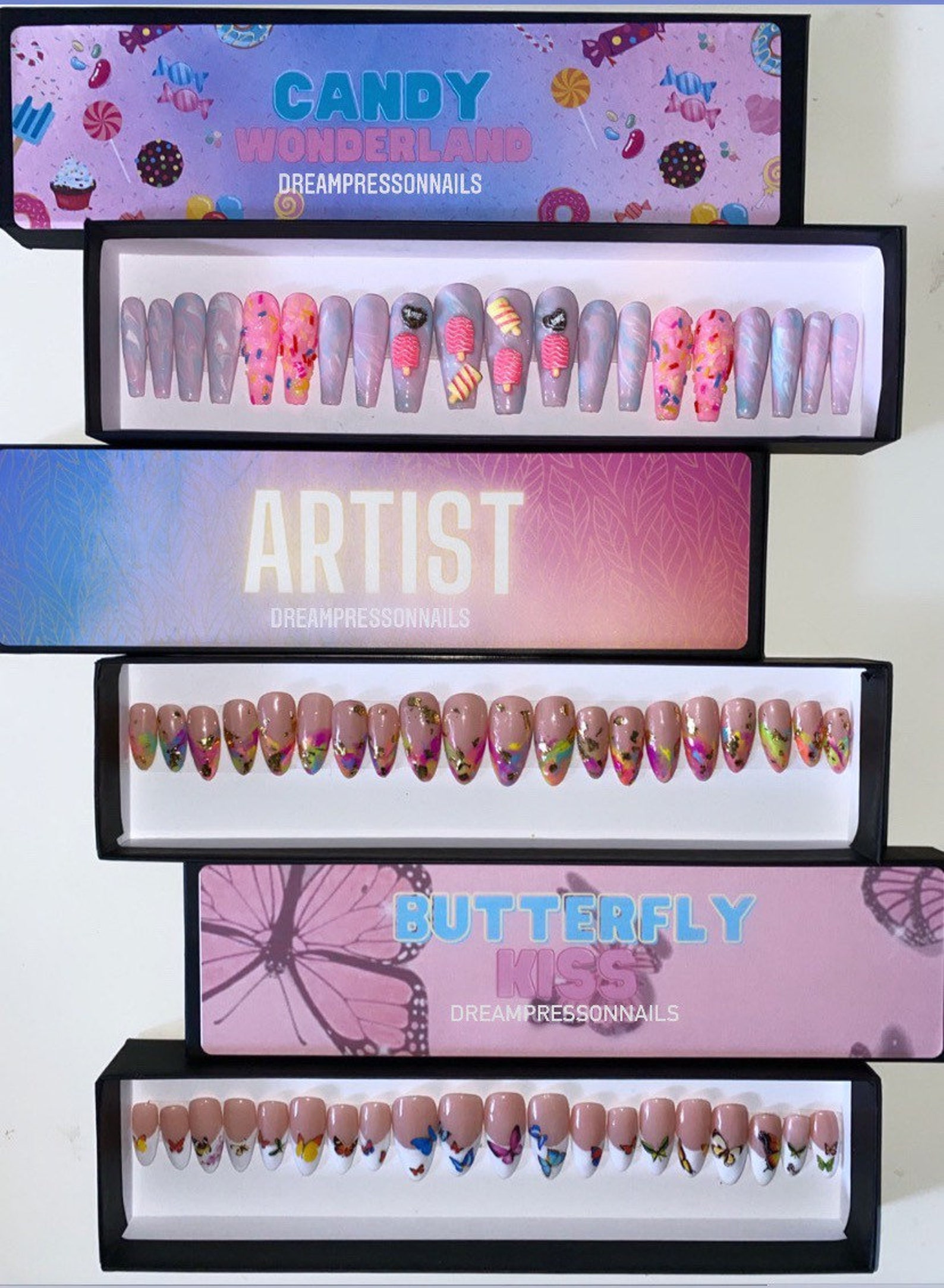 Press On Nails Wholesale 20nails set Cute Designs Packaging Etsy