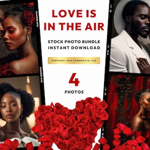 Stock Photo Bundle: African American Couple in Red and White, Relationship Stock Photo, Valentines Day Love Images for Commercial Use