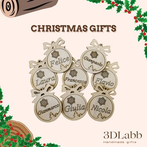 5 pz. - Palline di Natale personalizzate in legno