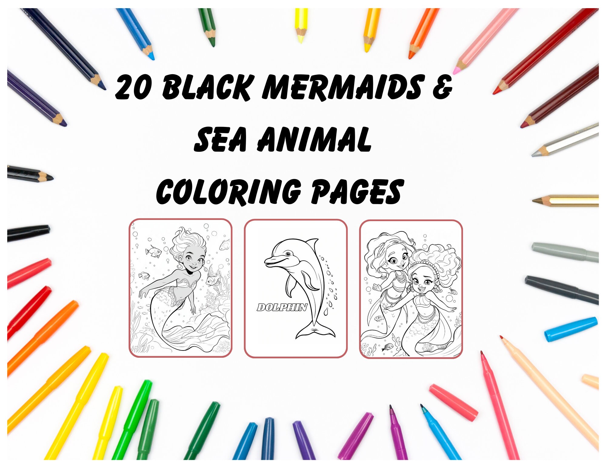 Black Mermaids Coloring Pages Melanin Coloring Pages - Etsy