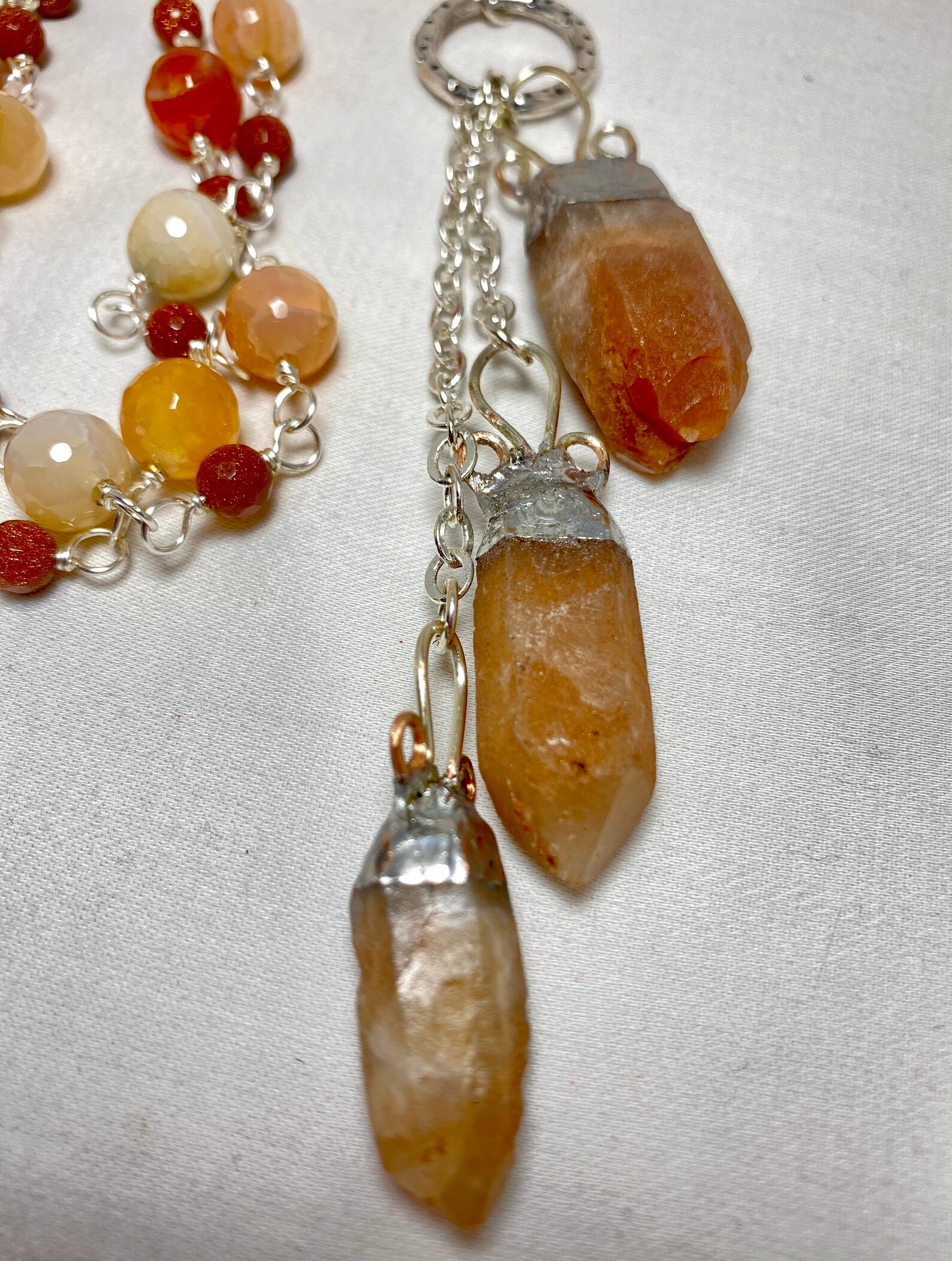 Pecos Diamonds orange quartz from New Mexico and agate bead Etsy