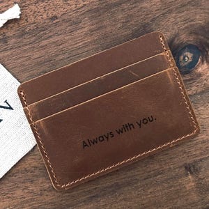 Porte-carte cuir véritable personnalisable – Cadeau Fête des Pères – Gravure et photo en option – Carte photo portefeuille