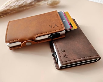 Portefeuille Personnalisé en cuir, Portefeuille avec protection anti RFID, Porte Carte de crédit Automatique Pop Up Personnalisé