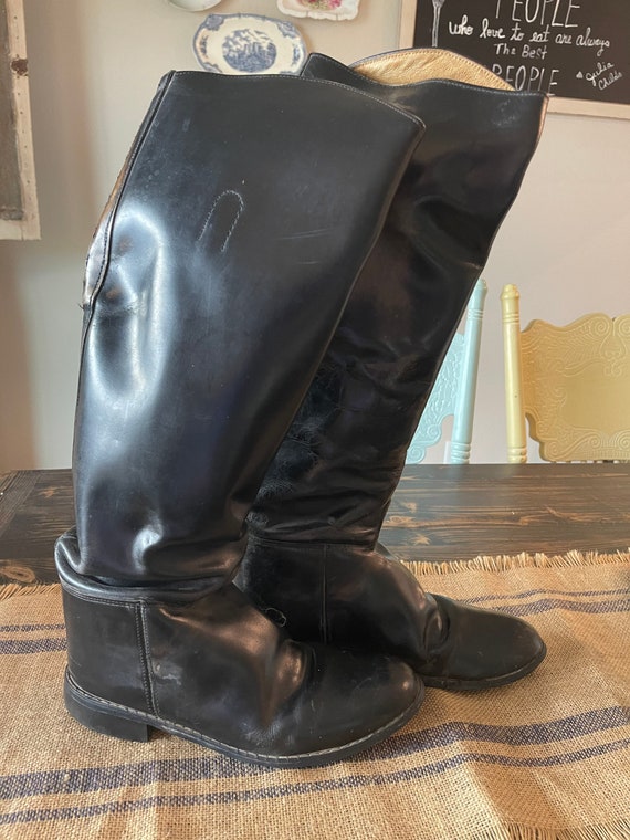 Vintage equestrian riding boots vintage leather b… - image 1
