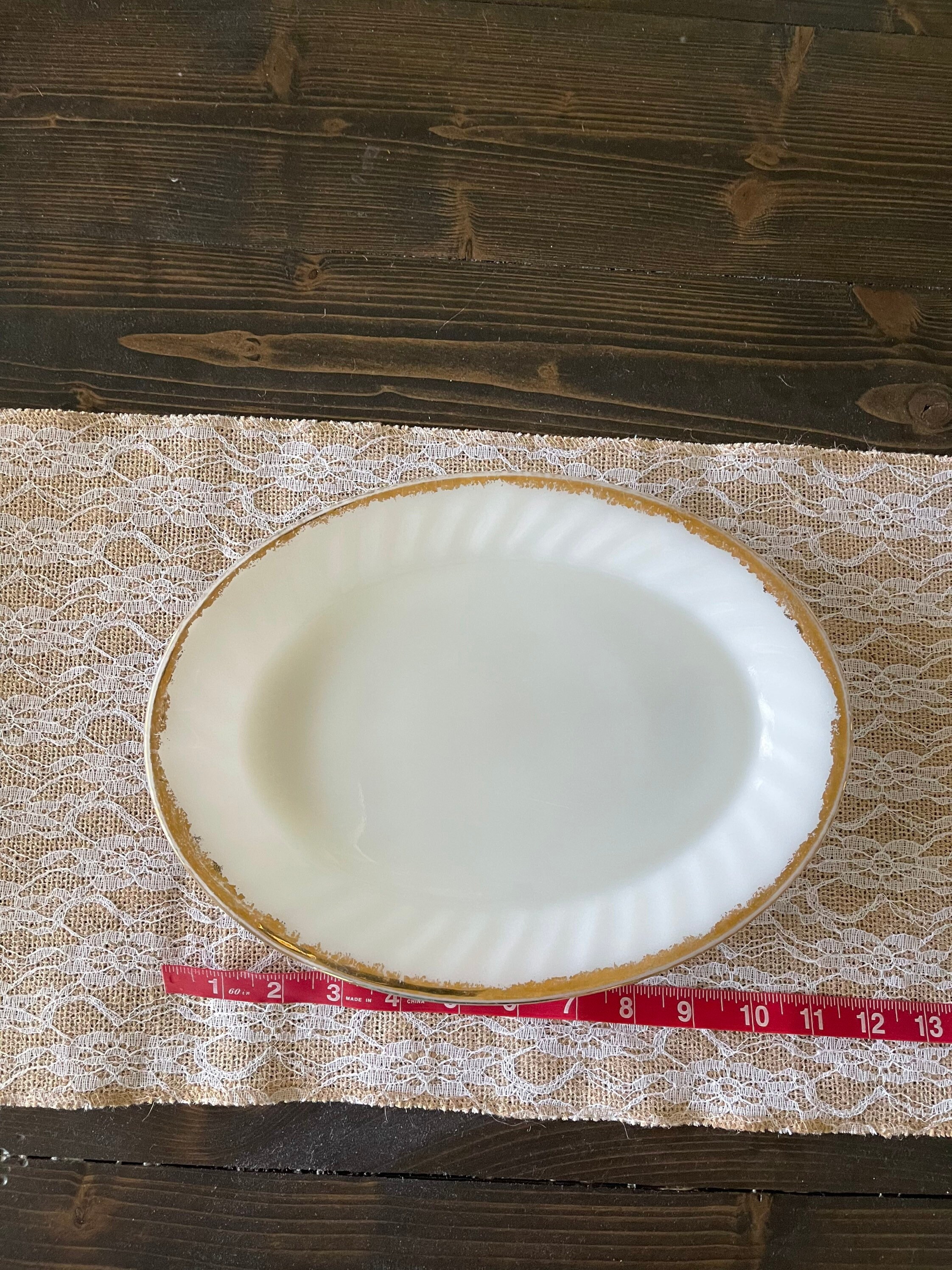 Oval Fire King Milk Glass Serving Platter White Platter Vintage Platter
