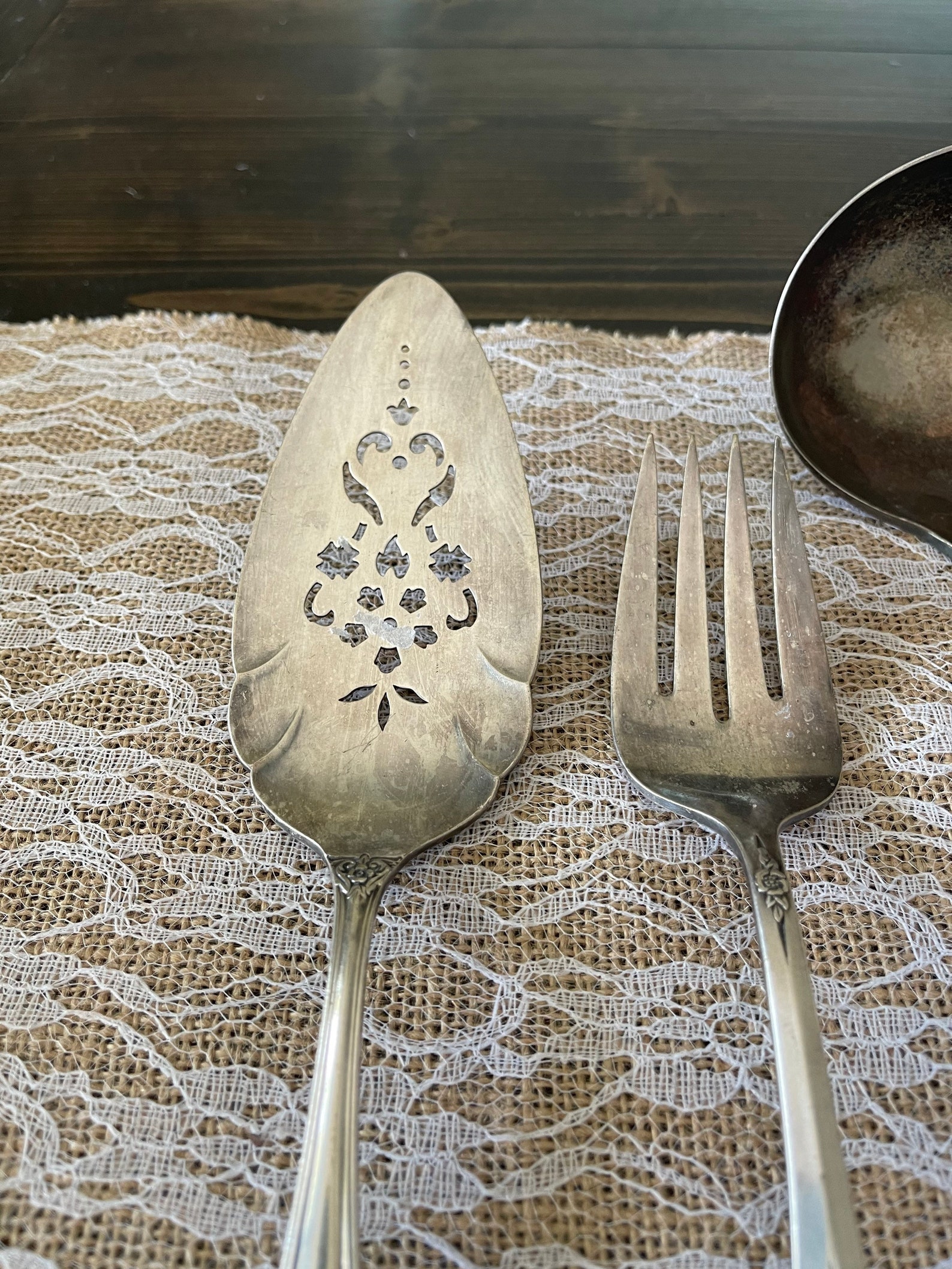 Vintage serving utensils vintage silver patina antique silver Etsy