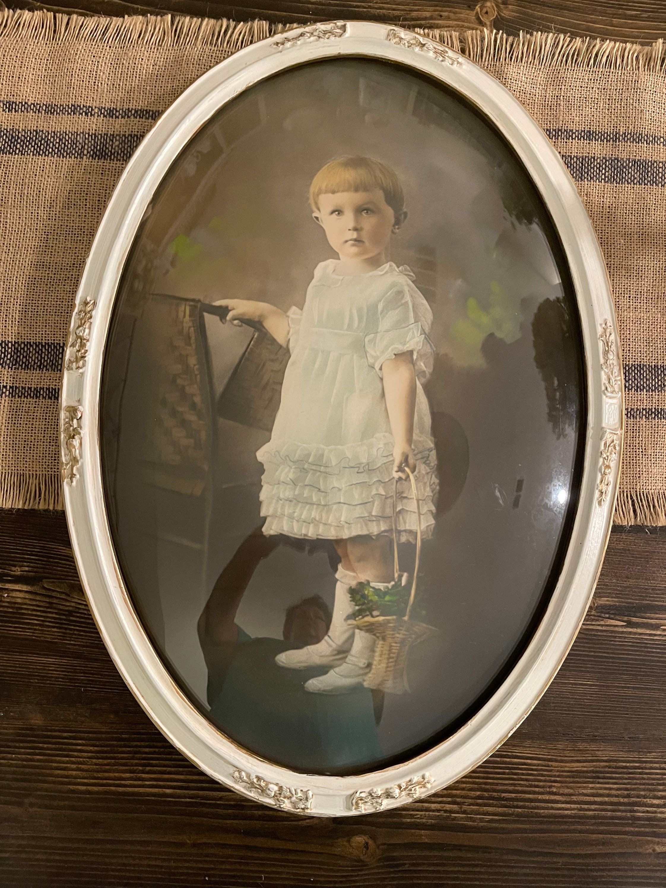 Large Vintage Photo in Oval Frame Convex Bubble Frame With No Etsy