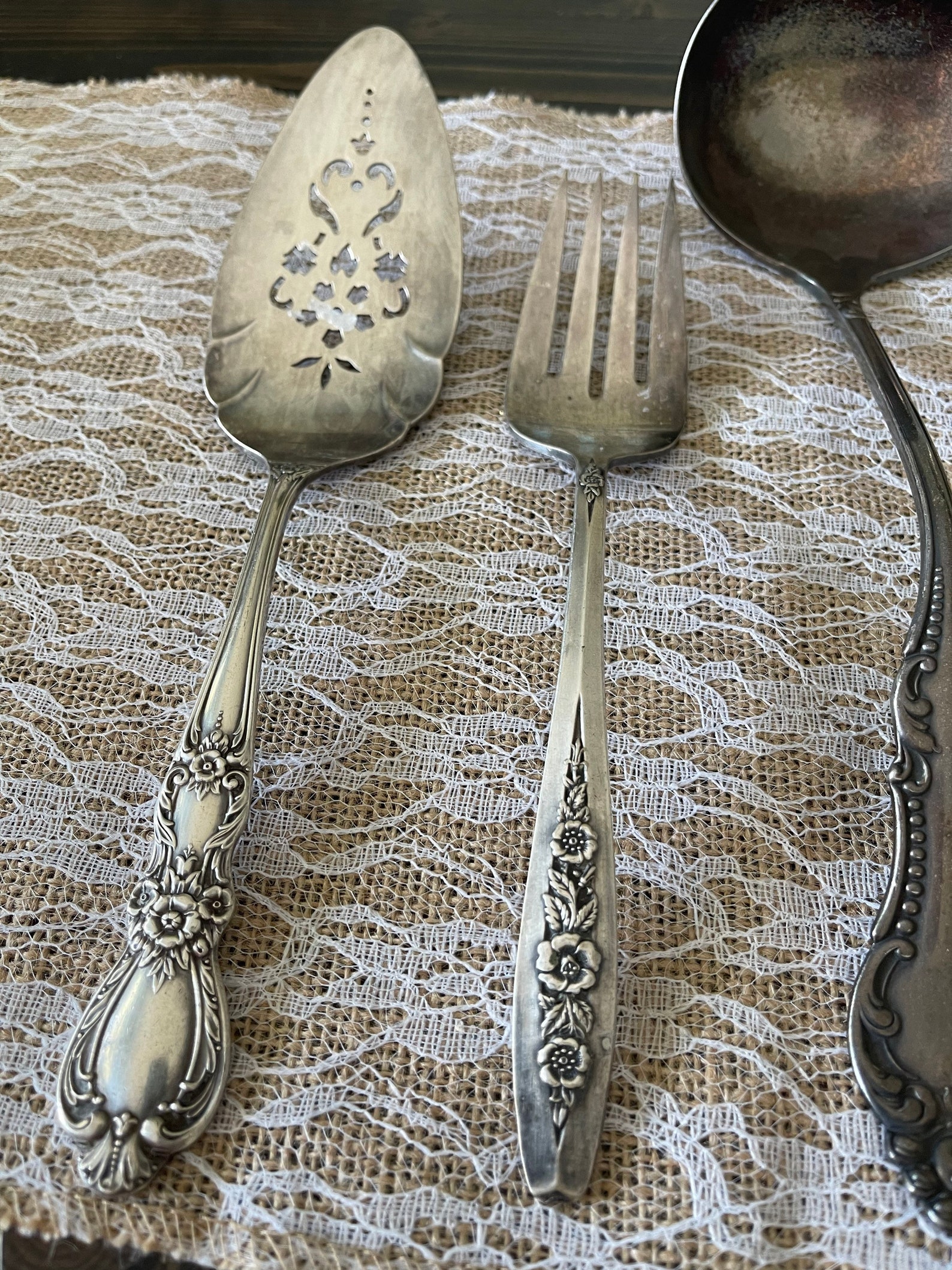 Vintage serving utensils vintage silver patina antique silver Etsy