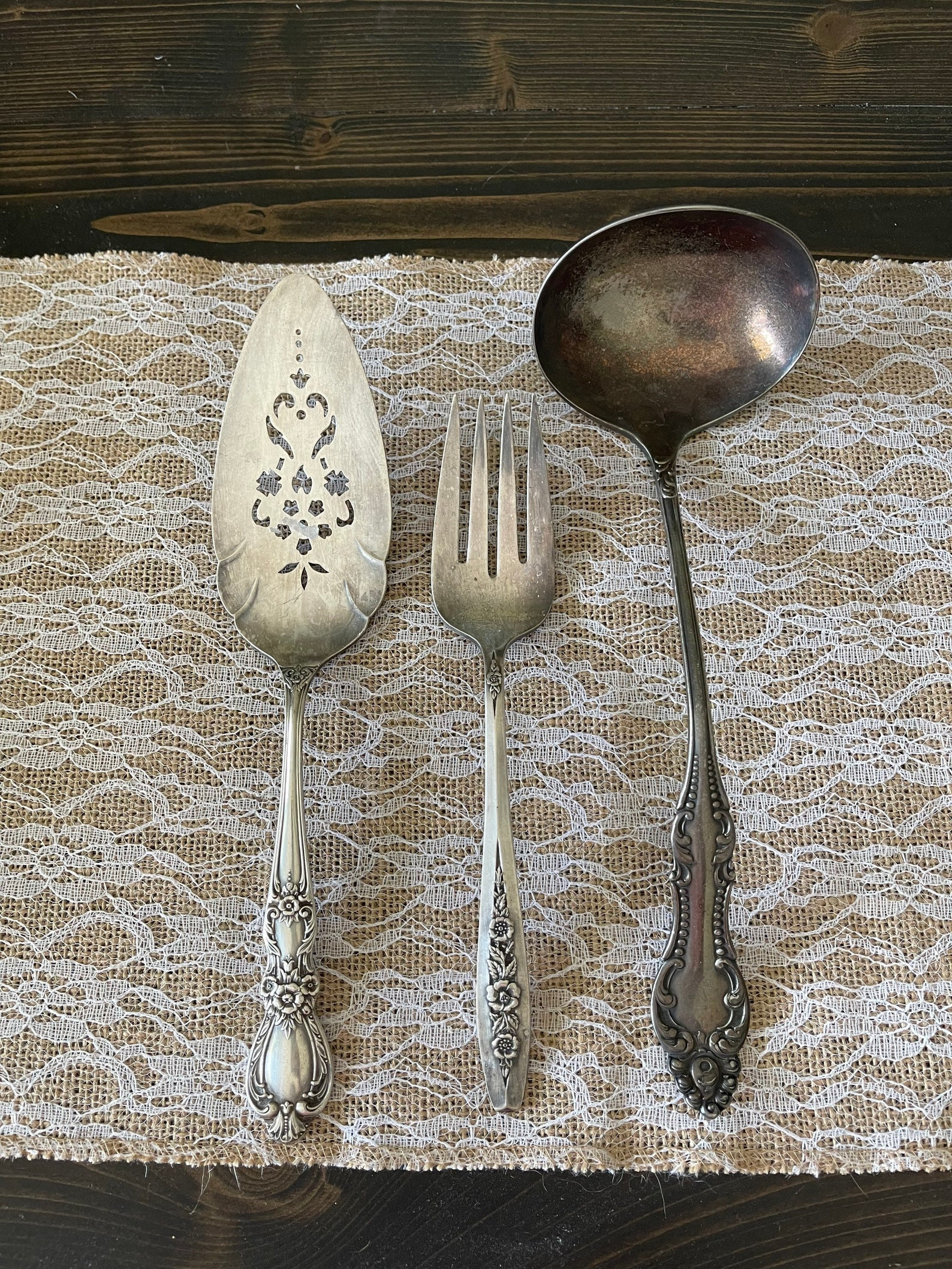 Vintage serving utensils vintage silver patina antique silver Etsy